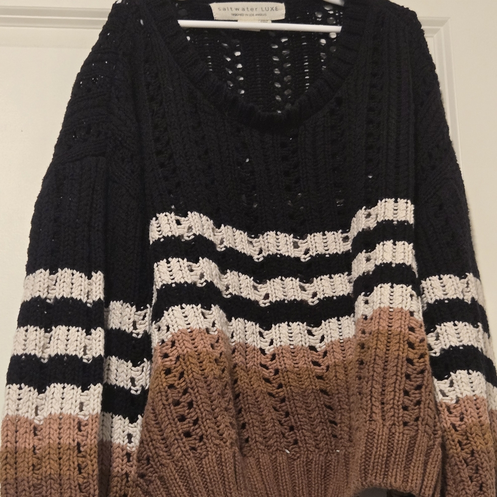 Saltwater LUXE Black and Brown Striped Sweater